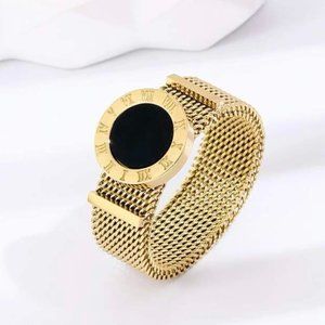 14K Gold Plated Roman Numerals Decor Ring